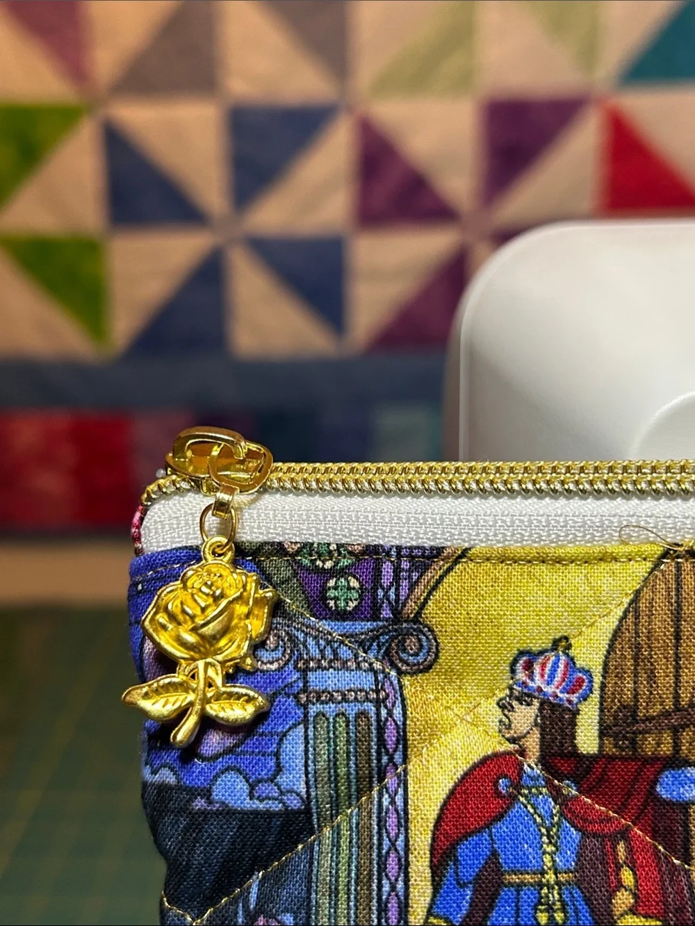 Beauty and the Beast Quilted Mosaic Zip Pouch - Unbranded